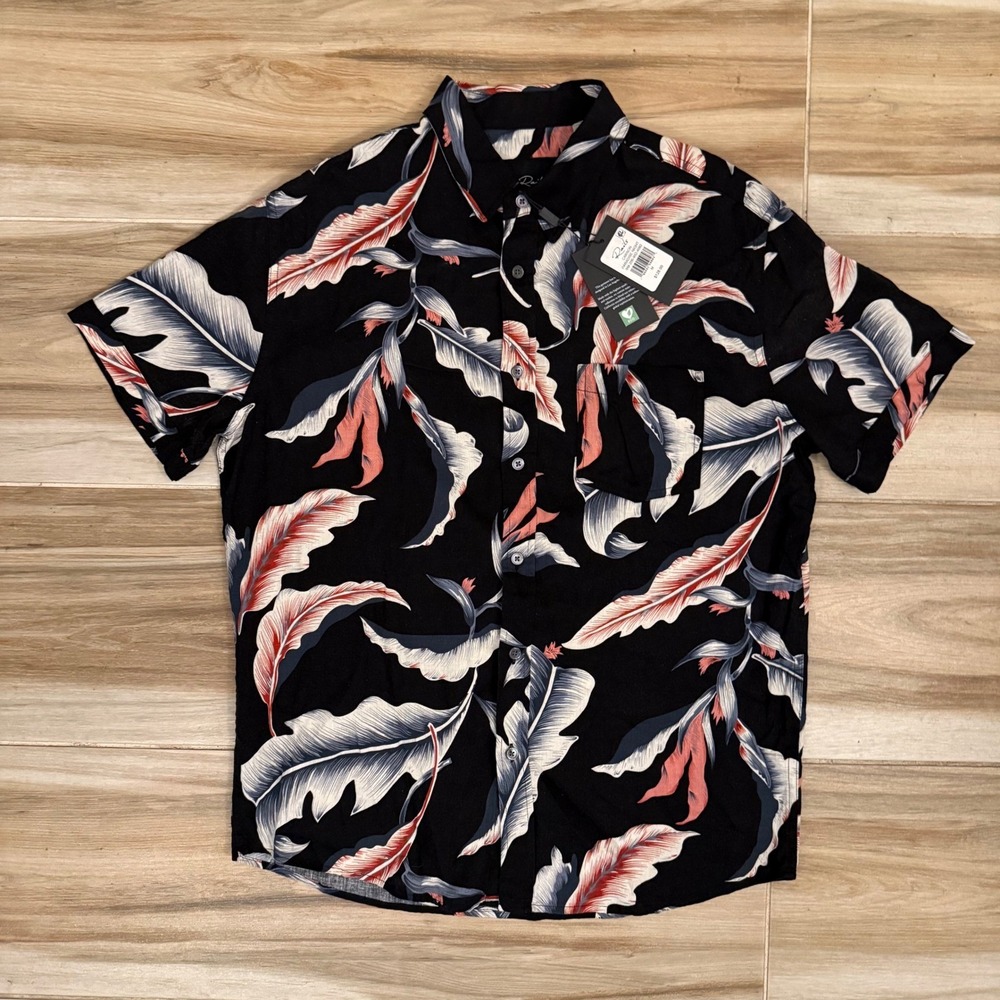 Rails Carson Paradise Night Linen Blend Floral Leaf Button Down Shirt Mens M NEW